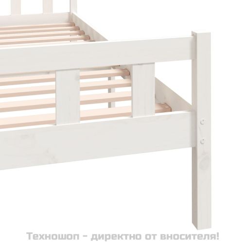 Рамка за легло, бяла, дърво масив, 150x200 cм, King Size