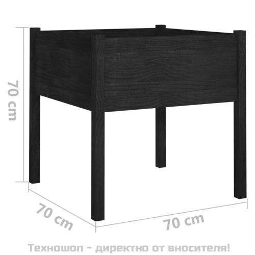 Градински сандъци, 2 бр, черни, 70x70x70 см, бор масив
