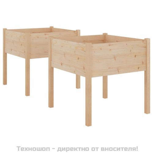 Градински сандъци, 2 бр, 70x70x70 см, борово дърво масив