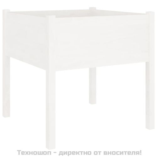 Градински сандък, бял, 70x70x70 см, бор масив
