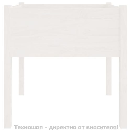 Градински сандък, бял, 70x70x70 см, бор масив