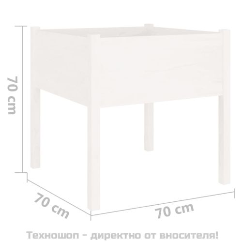 Градински сандъци, 2 бр, бели, 70x70x70 см, бор масив