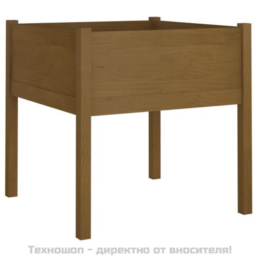 Градински сандък, меденокафяв, 70x70x70 см, бор масив