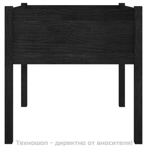Градински сандък, черен, 70x70x70 см, бор масив