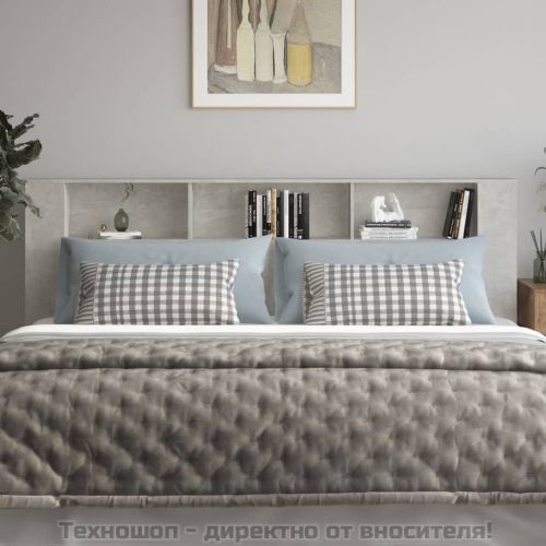 Табла за легло тип шкаф, бетонно сива, 220x18,5x104,5 см