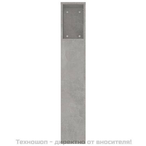 Табла за легло тип шкаф, бетонно сива, 220x18,5x104,5 см
