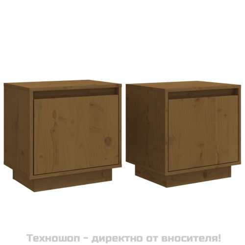 Нощни шкафчета, 2 бр, меденокафяви, 40x30x40 см, бор масив