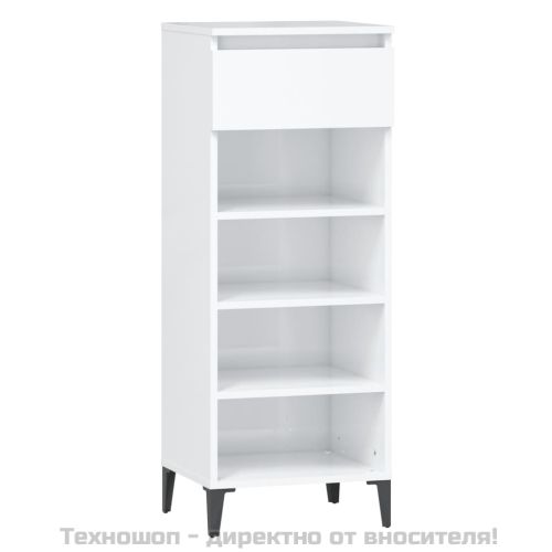 Поставка за обувки, бял гланц, 40x36x105 см, инженерно дърво