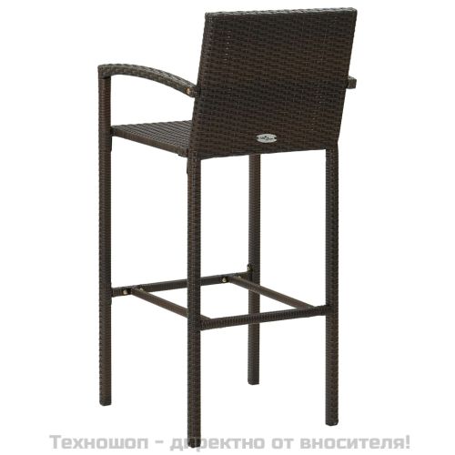 Градински бар комплект с подлакътници, 5 части, кафяв полиратан