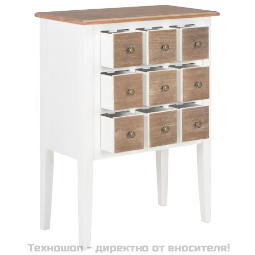 Сайдборд, бял, 54x30x80 см, масивно дърво
