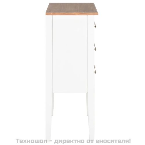 Сайдборд, бял, 54x30x80 см, масивно дърво