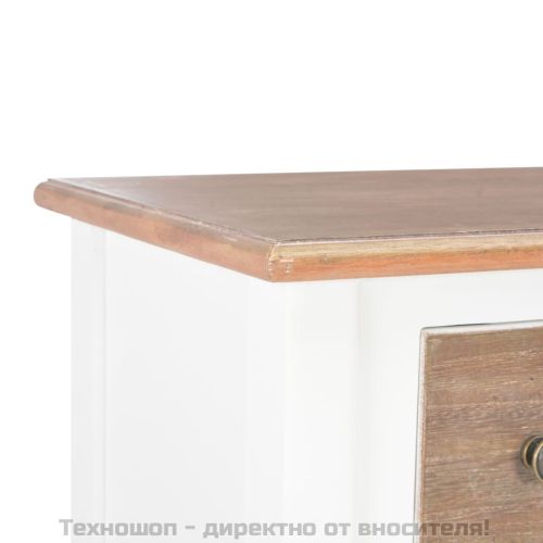 Сайдборд, бял, 54x30x80 см, масивно дърво