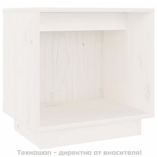 Нощно шкафче, бяло, 40x30x40 см, борово дърво масив