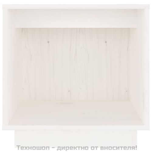 Нощно шкафче, бяло, 40x30x40 см, борово дърво масив