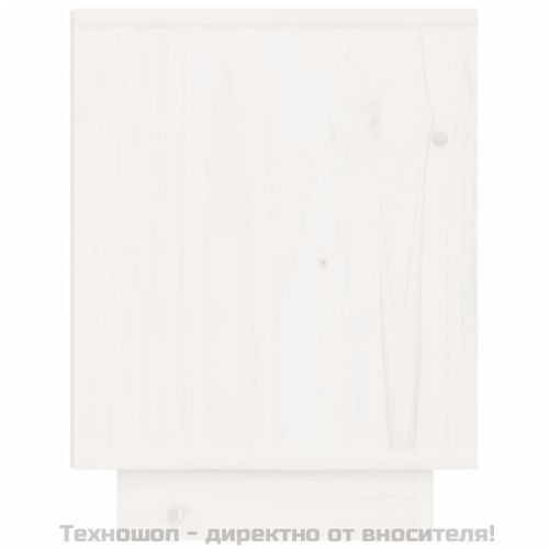 Нощно шкафче, бяло, 40x30x40 см, борово дърво масив