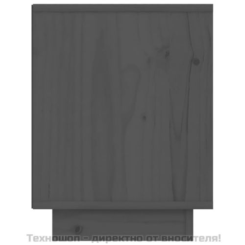 Нощно шкафче, сиво, 40x30x40 см, борово дърво масив