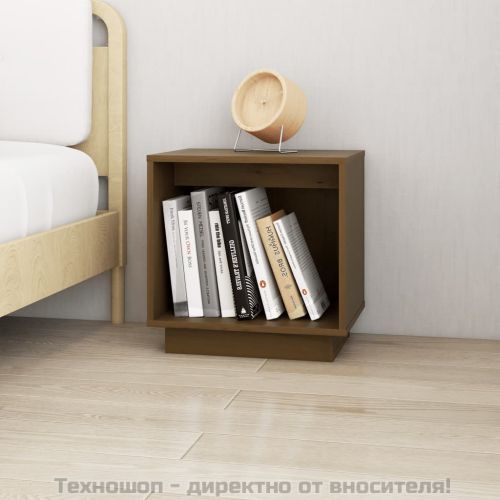 Нощни шкафчета, 2 бр, меденокафяви, 40x30x40 см, бор масив