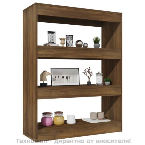 Библиотека/разделител, кафяв дъб, 80x30x103 см, инженерно дърво