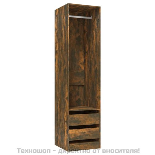 Гардероб с чекмеджета опушен дъб 50x50x200 см инженерно дърво