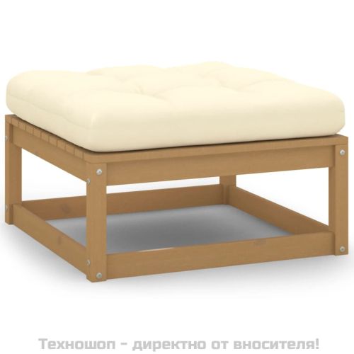 Градински табуретки с възглавници 2 бр меденокафяви бор масив