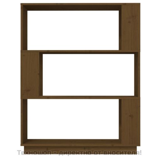 Библиотека/разделител за стая, меденокафява, 80x25x101 см, бор