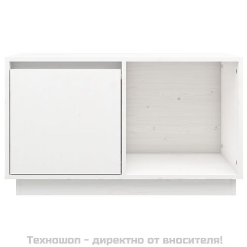 ТВ шкаф, бял, 74x35x44 см, бор масив