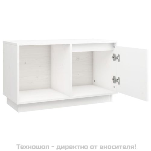 ТВ шкаф, бял, 74x35x44 см, бор масив