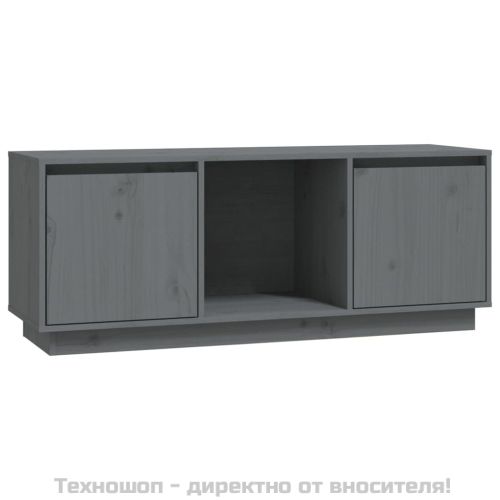 ТВ шкаф, сив, 110,5x35x44 см, бор масив