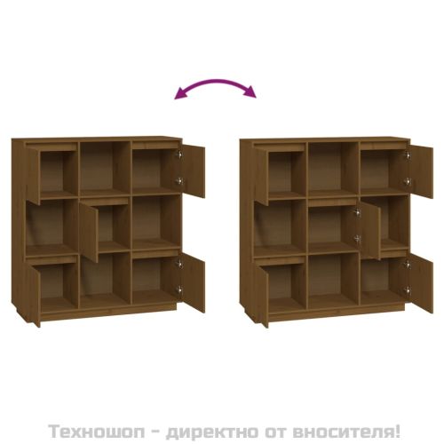 Висок шкаф, меденокафяв, 110,5x35x117 см, бор масив