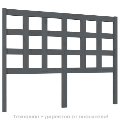 Горна табла за легло, сива, 125,5x4x100 см, бор масив
