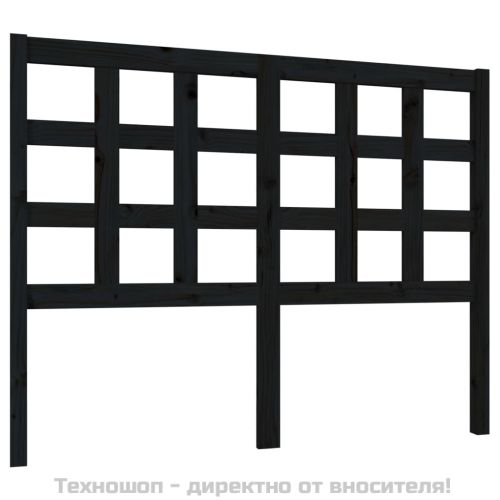 Горна табла за легло, черна, 125,5x4x100 см, бор масив