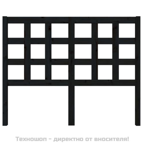 Горна табла за легло, черна, 125,5x4x100 см, бор масив