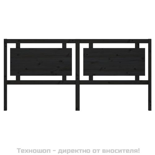 Горна табла за легло, черна, 205,5x4x100 см, бор масив
