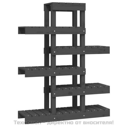 Поставка за цветя, сива, 85x25x109,5 см, бор масив