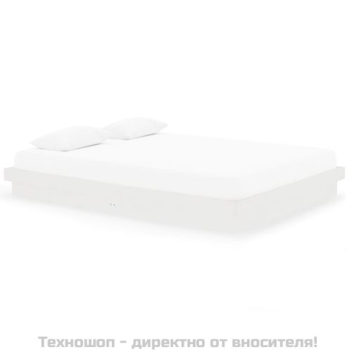 Рамка за легло, бяла, дърво масив, 150x200 cм, King Size