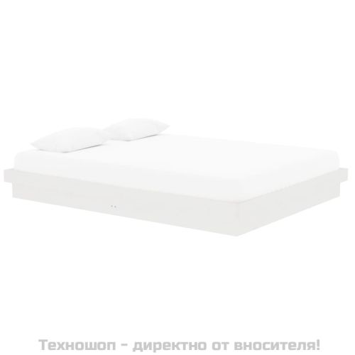 Рамка за легло, бяла, дърво масив, 150x200 cм, King Size