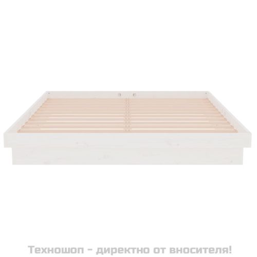 Рамка за легло, бяла, дърво масив, 150x200 cм, King Size