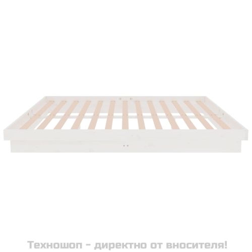 Рамка за легло, бяла, дърво масив, 150x200 cм, King Size