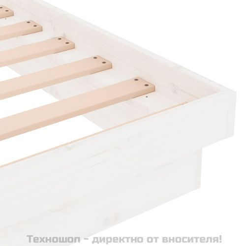 Рамка за легло, бяла, дърво масив, 150x200 cм, King Size