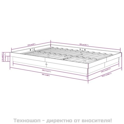 Рамка за легло, бяла, дърво масив, 150x200 cм, King Size
