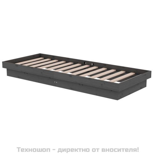 Рамка за легло, сива, дърво масив, 75x190 см, Small Single