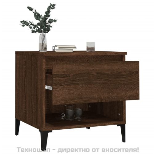 Странична маса, кафяв дъб, 50x46x50 см, инженерно дърво