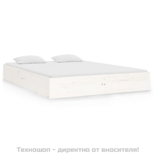 Рамка за легло, бяла, дърво масив, 120x190 см, Small Double