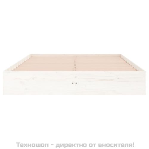 Рамка за легло, бяла, дърво масив, 120x190 см, Small Double