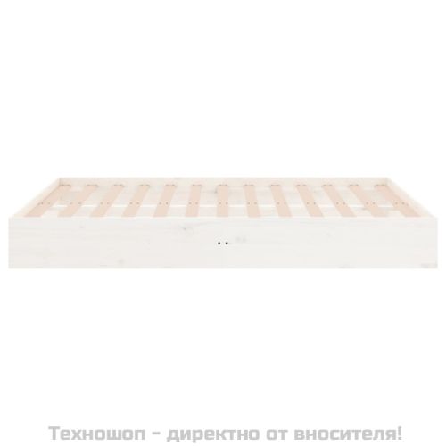 Рамка за легло, бяла, дърво масив, 120x190 см, Small Double