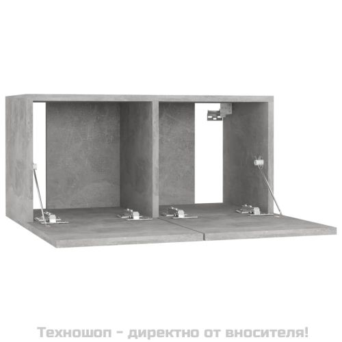 Окачени TВ шкафове, 3 бр, бетонно сиви, 60x30x30 см