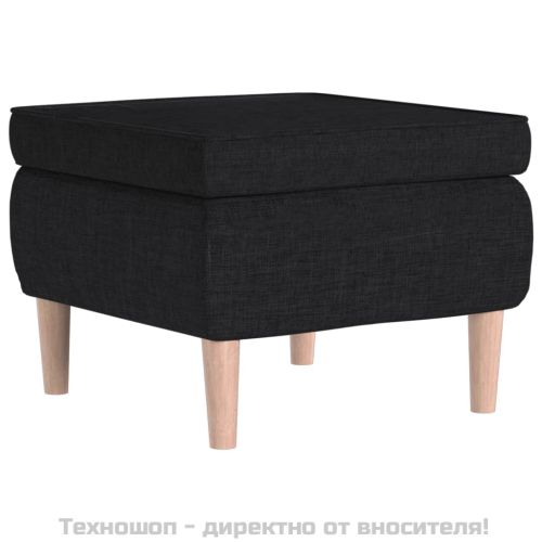 Табуретка с дървени крака, черна, текстил