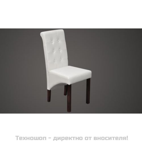 Трапезни столове, 2 бр, бели, изкуствена кожа