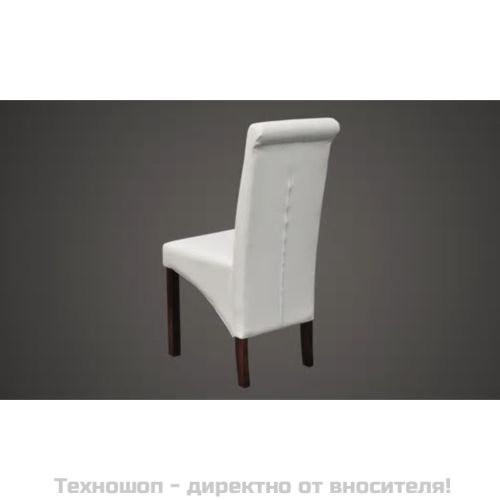 Трапезни столове, 2 бр, бели, изкуствена кожа