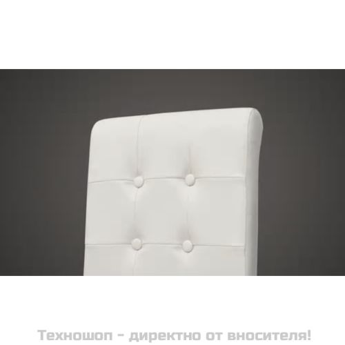 Трапезни столове, 2 бр, бели, изкуствена кожа